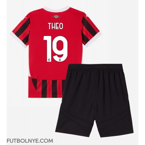 Camiseta AC Milan Theo Hernandez #19 Primera Equipación para niños 2024-25 manga corta (+ pantalones cortos)